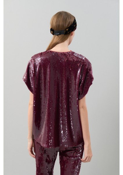 Kısa Kol Payetli Ceket Vişne K2516043_115 fiyatları