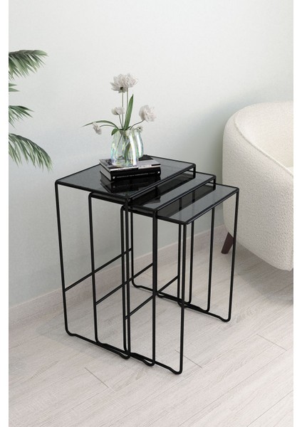 Moon Dekopratif Zigon Sehpa Yan Sehpa Metal Sehpa Cam Sehpa