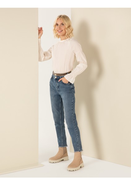 Kadın Ekru Comfort Fit Bluz 50254162-VR019 modelleri