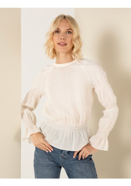Kadın Ekru Comfort Fit Bluz 50254162-VR019 fırsatları