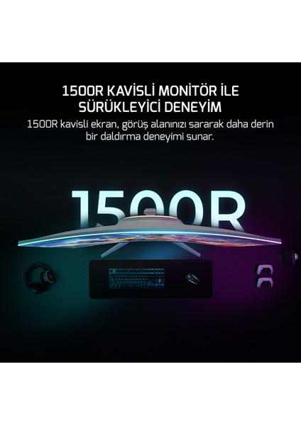 Vivid F20 27'' 1500R Curved Rgb Beyaz 120Hz 1ms Fhd Va Panel 2X2W Speaker Gaming Monitör (Sıfır Ölü Piksel Garantili)