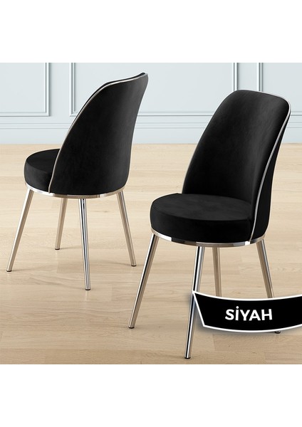 Rewa Serisi 70 x 110 Sabit Beyaz Krom Detay Masa Takımı ve 4 Sandalye