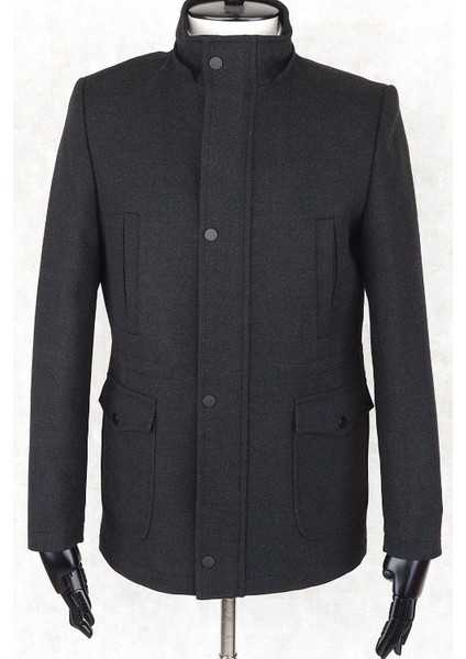 Jancarlucci Erkek Dizüstü Slimfit Çıkarılabilir Kapüşonlu Torba Cep Fermuarlı Astarlı Kaşe Kaban modelleri