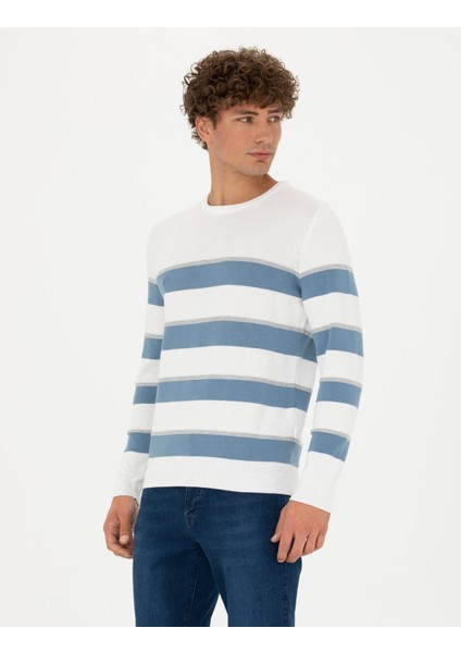 Erkek Ekru Slim Fit Bisiklet Yaka Triko Kazak 50278087-VR019 modelleri