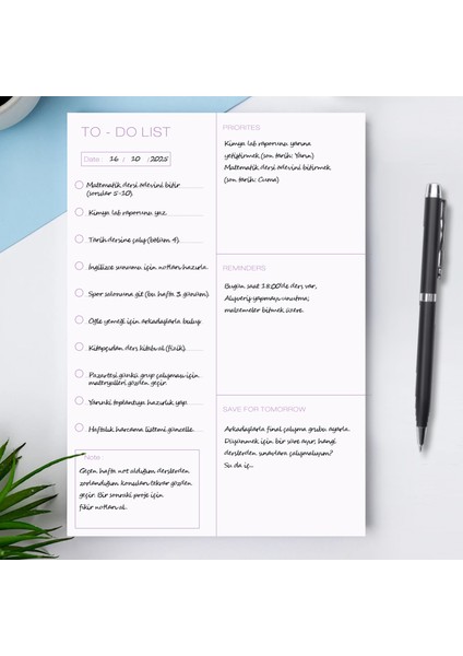 To Do List Planlayıcı Bloknot Defter Seti A5 50 Yaprak