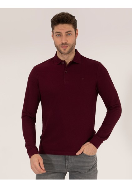Erkek Bordo Slim Fit Basic Sweatshirt 50276035-VR014