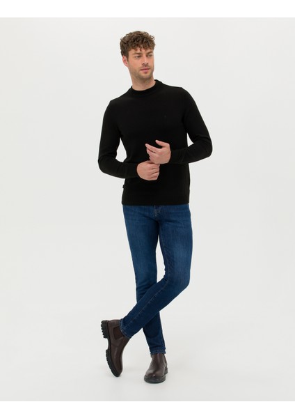 Erkek Siyah Slim Fit Yarım Balıkçı Yaka Basic Triko Kazak 50276158-VR046 fırsatları