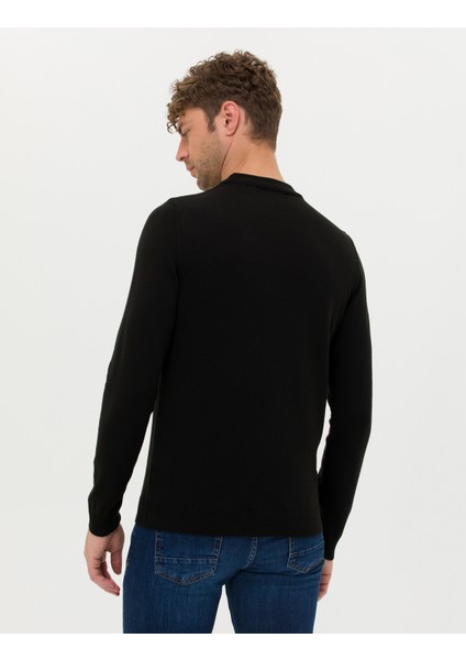 Erkek Siyah Slim Fit Yarım Balıkçı Yaka Basic Triko Kazak 50276158-VR046 indirimleri