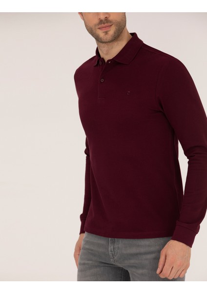 Erkek Bordo Slim Fit Basic Sweatshirt 50276035-VR014