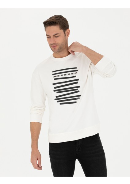 Erkek Ekru Regular Fit Sweatshirt 50273325-VR019