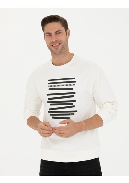 Erkek Ekru Regular Fit Sweatshirt 50273325-VR019