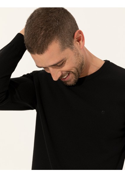 Erkek Siyah Slim Fit Bisiklet Yaka Basic Triko Kazak 50257290-VR046 fiyatları