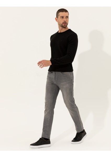 Erkek Siyah Slim Fit Bisiklet Yaka Basic Triko Kazak 50257290-VR046 fırsatları