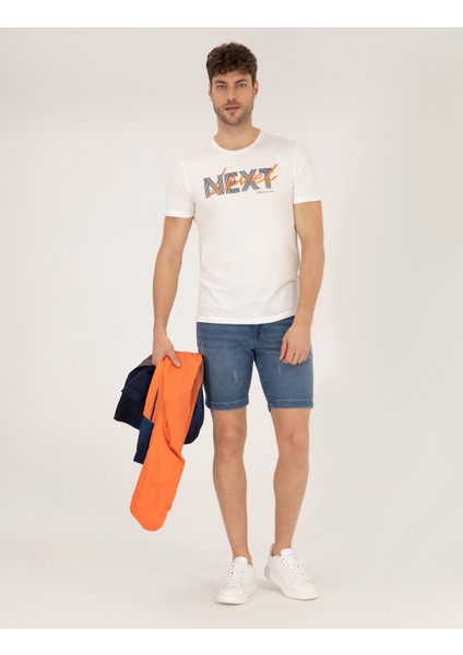 Erkek Koyu Mavi Slim Fit Jean Şort 50267835-VR032