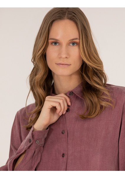 Kadın Gül Kurusu Comfort Fit Uzun Kollu Gömlek 50254167-VR026 fiyatları