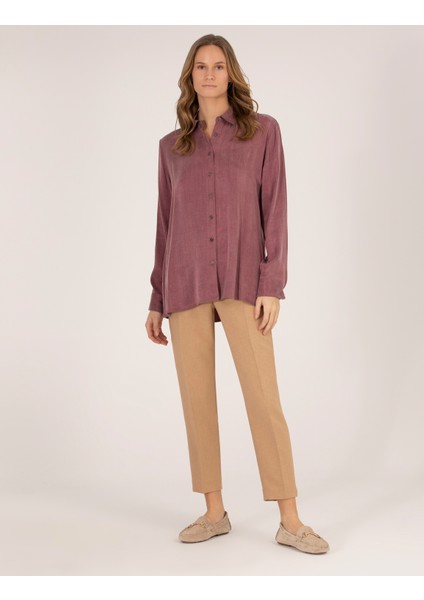 Kadın Gül Kurusu Comfort Fit Uzun Kollu Gömlek 50254167-VR026 fırsatları