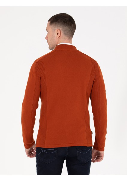 Erkek Kahverengi Slim Fit Fermuarlı Triko Hırka 50263239-VR182 indirimleri