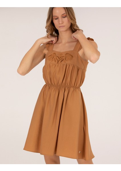 Kadın Camel Regular Fit Dokuma Elbise 50262624-VR015