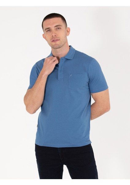 Erkek Koyu Mavi Regular Fit Polo Yaka Merserize Tişört 50262668-VR032 fırsatları