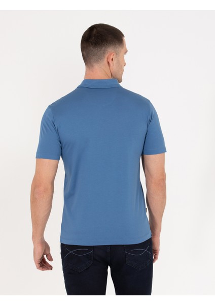 Erkek Koyu Mavi Regular Fit Polo Yaka Merserize Tişört 50262668-VR032 indirimleri
