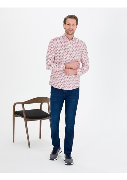 Erkek Nar Çiçeği Slim Fit Uzun Kollu Gömlek 50264910-VR039