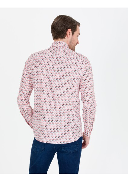Erkek Nar Çiçeği Slim Fit Uzun Kollu Gömlek 50264910-VR039