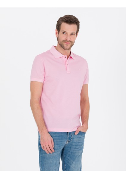 Erkek Pembe Slim Fit Polo Yaka Merserize Tişört 50262665-VR041 modelleri