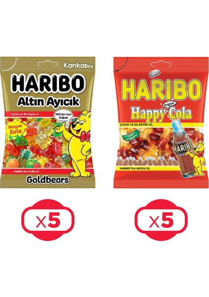 Haribo Altın Ayıcık ve Happy Cola 80 gr Kanka Boy 10 Lu Eko Paket