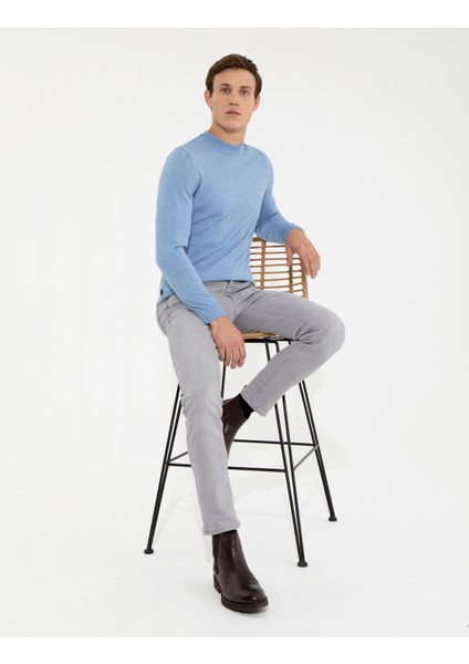 Erkek Açık Gri Slim Fit Jean Pantolon 50259686-VR001