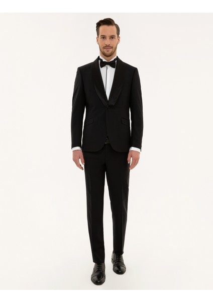 Erkek Siyah Ex.Slim Fit Yelekli Smokin Damatlık 50224051-VR046