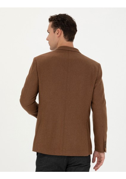 Erkek Kiremit Slim Fit Yün Karışımlı Ceket 50276921-VR031