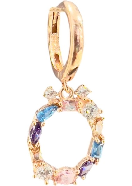 Ö Harfi Renkli Taşlı Küpe