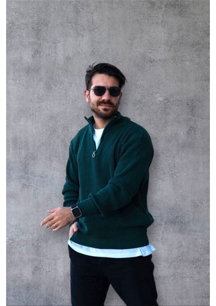 Erkek Triko Kazak Yarım Fermuarlı modelleri