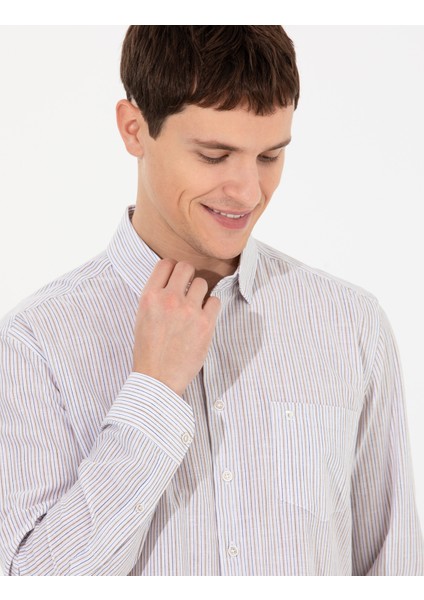 Erkek Bej Regular Fit Uzun Kollu Gömlek 50252488-VR011
