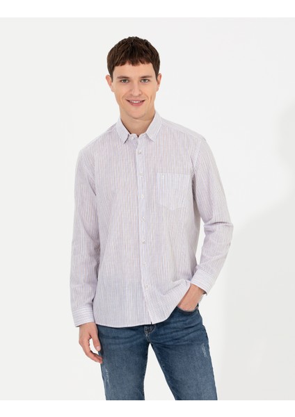 Erkek Bej Regular Fit Uzun Kollu Gömlek 50252488-VR011