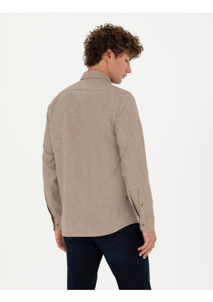 Erkek Bej Slim Fit Uzun Kollu Gömlek 50274660-VR011 indirimleri