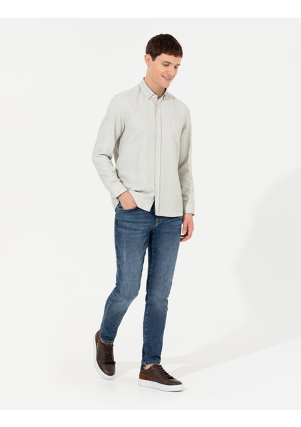 Erkek Haki Slim Fit Uzun Kollu Gömlek 50255057-VR027 modelleri