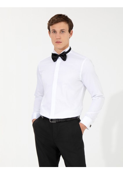 Erkek Beyaz Slim Fit Smokin Gömlek 50256439-VR013