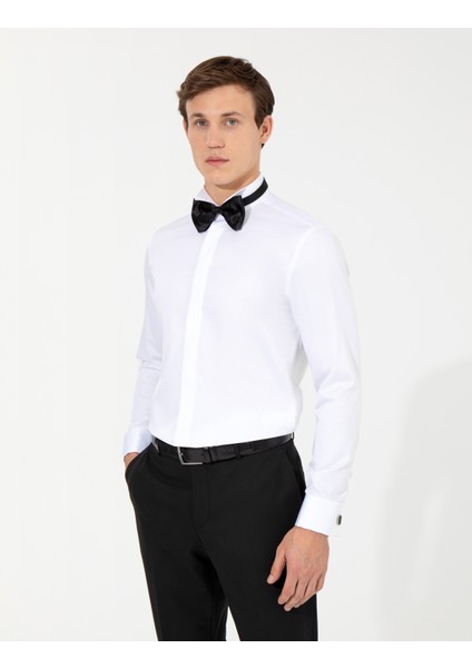 Erkek Beyaz Slim Fit Smokin Gömlek 50256439-VR013 modelleri