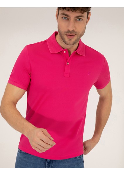 Erkek Pembe Slim Fit Polo Yaka Merserize Tişört 50262665-VR023 modelleri