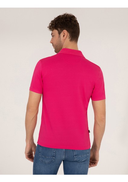 Erkek Pembe Slim Fit Polo Yaka Merserize Tişört 50262665-VR023 indirimleri
