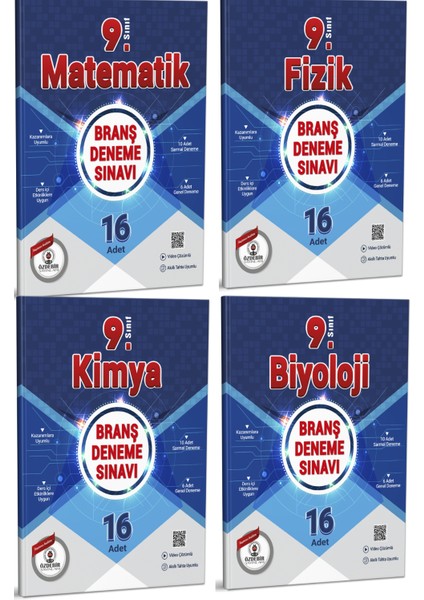 9. Sınıf Fizik-Kimya-Biyoloji-Matematik Branş Deneme Sınavı 4 Kitap