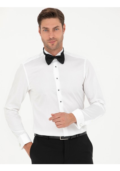Erkek Beyaz Slim Fit Smokin Gömlek 50277129-VR013
