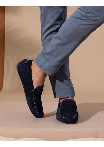 Erkek Lacivert %100 Deri Loafer Ayakkabı 50267874-VR033