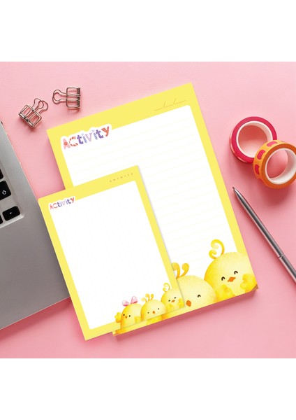 Sevimli Figür Temalı Bloknot Defter Setleri 50 Yaprak