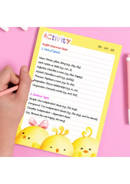 Sevimli Figür Temalı Bloknot Defter Setleri 50 Yaprak