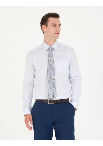 Erkek Açık Mavi Regular Fit Uzun Kollu Basic Gömlek 50277146-VR003