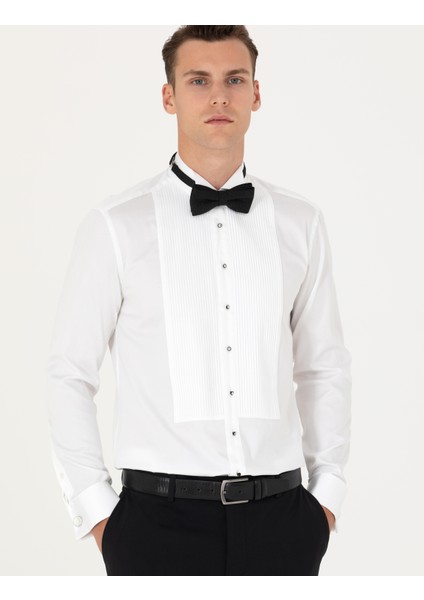 Erkek Beyaz Slim Fit Smokin Gömlek 50277128-VR013