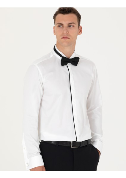 Erkek Beyaz Slim Fit Smokin Gömlek 50277130-VR013