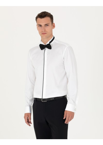 Erkek Beyaz Slim Fit Smokin Gömlek 50277130-VR013 modelleri